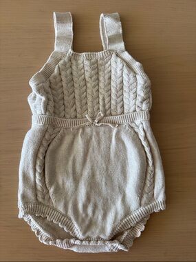Cat & Jack Cream Cable Knit Baby Romper